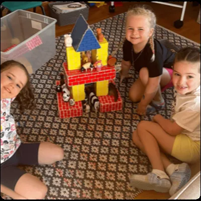 Children building a castle with blocks